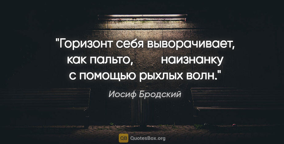 Иосиф Бродский цитата: "Горизонт себя выворачивает, как пальто,

        наизнанку с..."