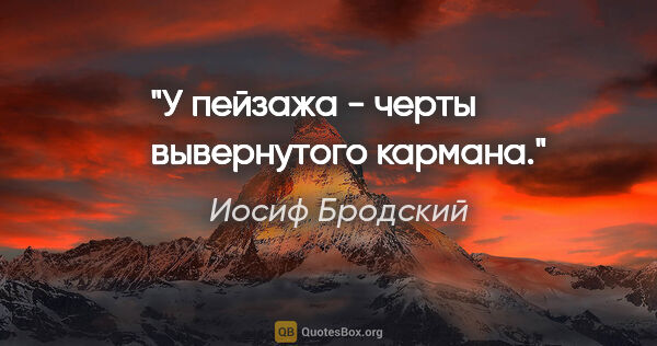 Иосиф Бродский цитата: "У пейзажа - черты

        вывернутого кармана."