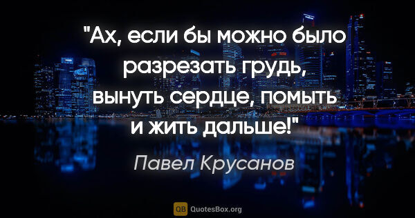 Павел Крусанов цитата: "Ах, если бы можно было разрезать грудь, вынуть сердце, помыть..."