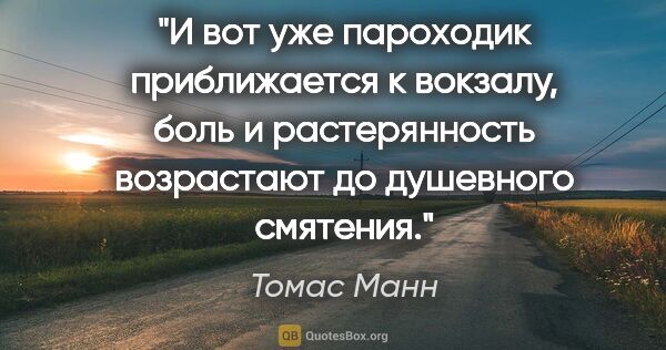 Томас Манн цитата: "И вот уже пароходик приближается к вокзалу, боль и..."