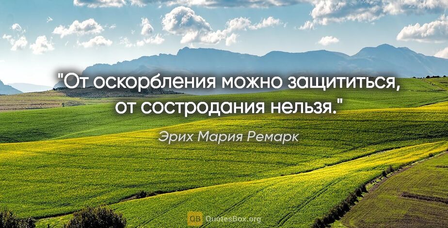 Эрих Мария Ремарк цитата: "От оскорбления можно защититься, от состродания нельзя."