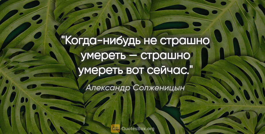 Александр Солженицын цитата: "Когда-нибудь не страшно умереть — страшно умереть вот сейчас."