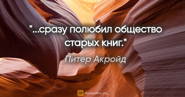 Питер Акройд цитата: "...сразу полюбил общество старых книг."