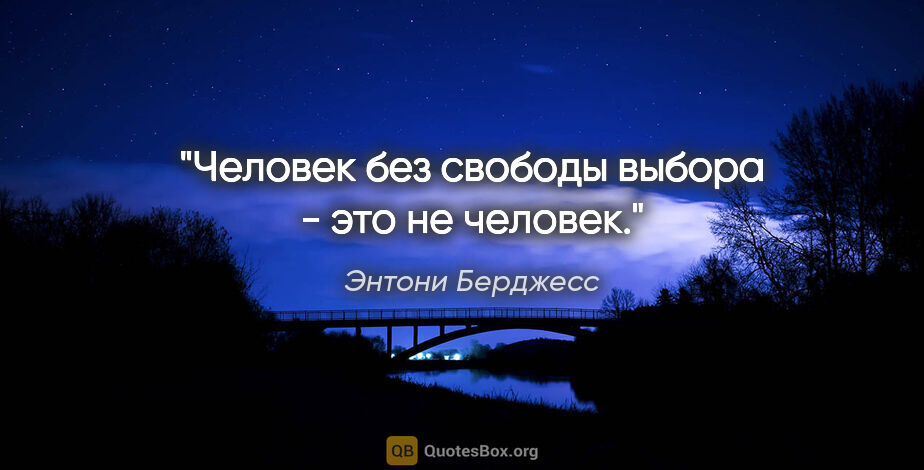 Энтони Берджесс цитата: "Человек без свободы выбора - это не человек."