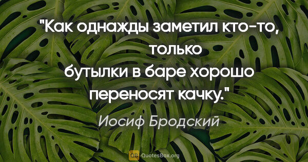 Иосиф Бродский цитата: "Как однажды заметил кто-то,

        только бутылки в баре..."