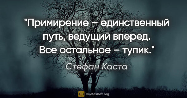 Стефан Каста цитата: "Примирение – единственный путь, ведущий вперед. Все остальное..."