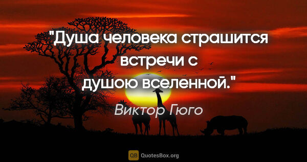 Виктор Гюго цитата: "Душа человека страшится встречи с душою вселенной."