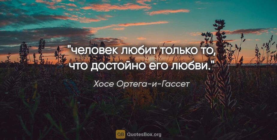 Хосе Ортега-и-Гассет цитата: "человек любит только то, что достойно его любви."