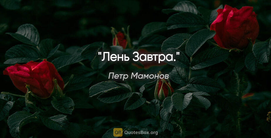 Петр Мамонов цитата: "Лень

Завтра."
