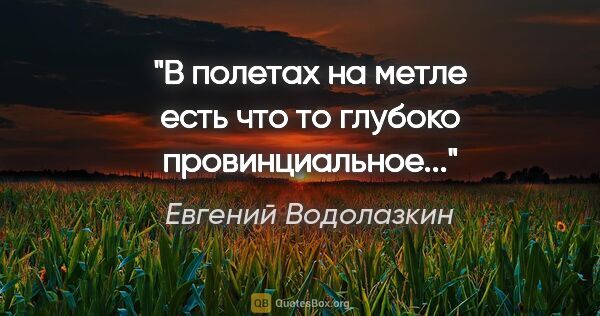 Евгений Водолазкин цитата: "В полетах на метле есть что то глубоко провинциальное..."