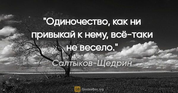 Салтыков-Щедрин цитата: "Одиночество, как ни привыкай к нему, всё-таки не весело."