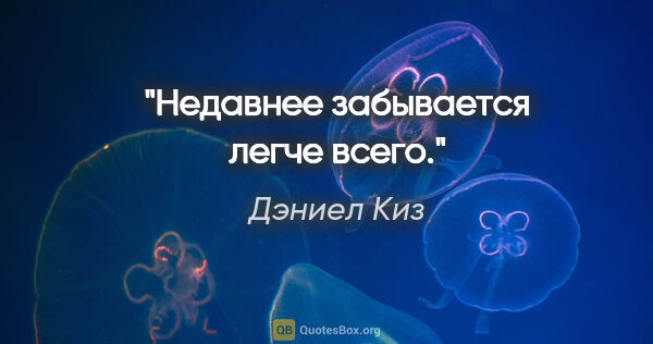 Дэниел Киз цитата: "Недавнее забывается легче всего."