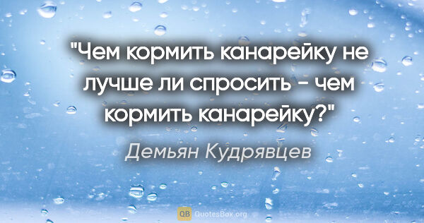 Демьян Кудрявцев цитата: "Чем кормить канарейку

не лучше ли спросить -

чем кормить..."
