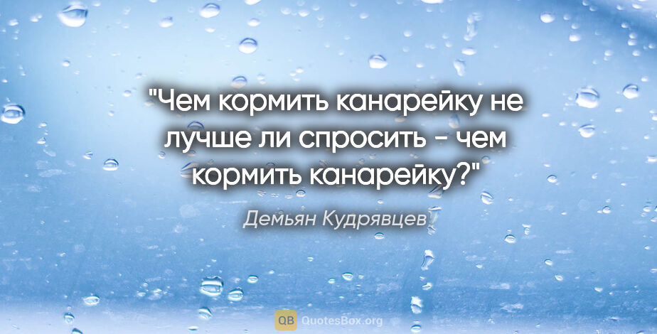 Демьян Кудрявцев цитата: "Чем кормить канарейку

не лучше ли спросить -

чем кормить..."