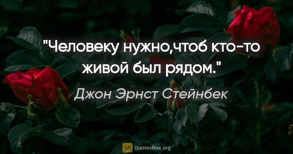 Джон Эрнст Стейнбек цитата: "Человеку нужно,чтоб кто-то живой был рядом."