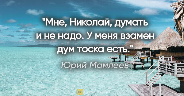 Юрий Мамлеев цитата: "Мне, Николай, думать и не надо. У меня взамен дум тоска есть."