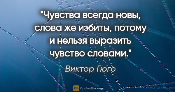 Виктор Гюго цитата: "Чувства всегда новы, слова же избиты, потому и нельзя выразить..."