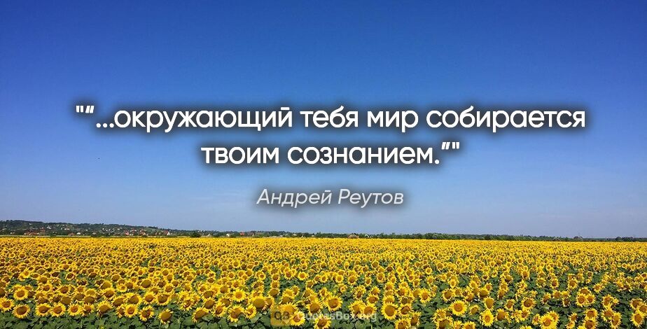 Андрей Реутов цитата: "“...окружающий тебя мир собирается твоим сознанием.”"