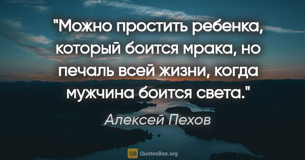 Алексей Пехов цитата: "Можно простить ребенка, который боится мрака, но печаль всей..."