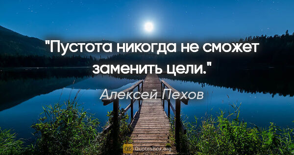 Алексей Пехов цитата: "Пустота никогда не сможет заменить цели."