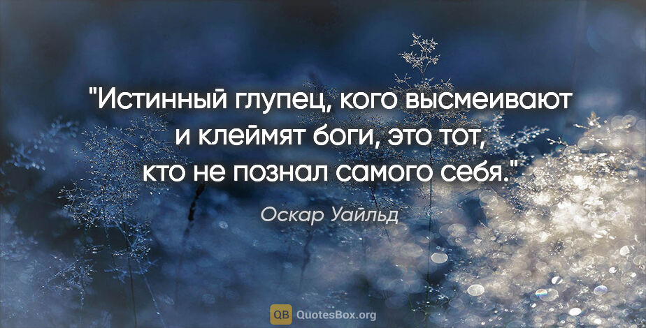 Оскар Уайльд цитата: "Истинный глупец, кого высмеивают и клеймят боги, это тот, кто..."