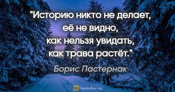 Борис Пастернак цитата: "Историю никто не делает, её не видно, как нельзя увидать, как..."