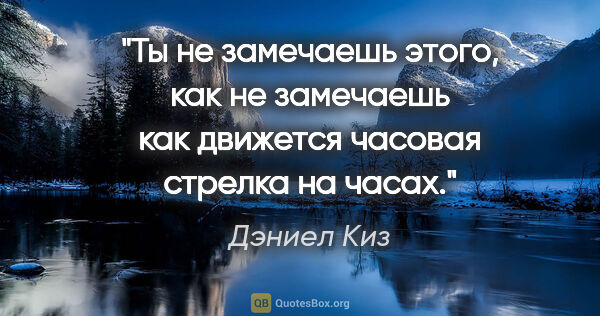 Дэниел Киз цитата: "Ты не замечаешь этого, как не замечаешь как движется часовая..."