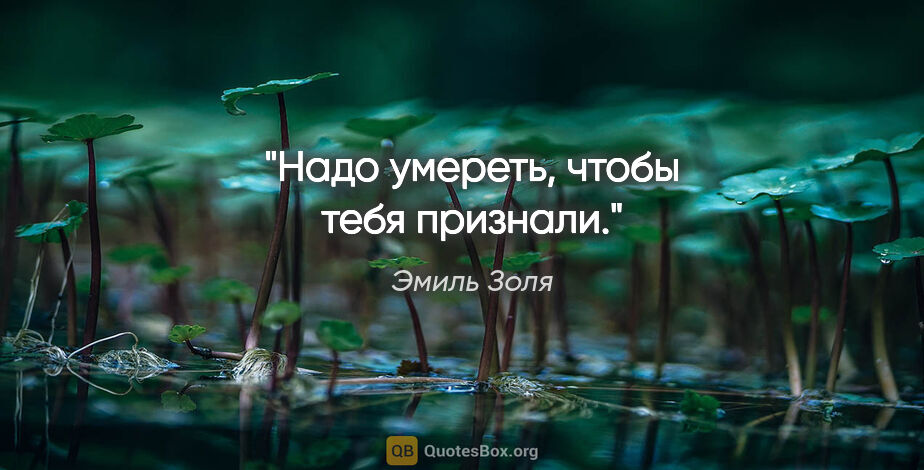 Эмиль Золя цитата: ""Надо умереть, чтобы тебя признали.""