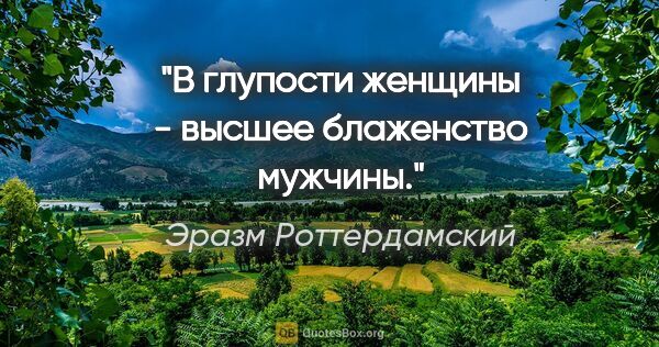 Эразм Роттердамский цитата: "В глупости женщины - высшее блаженство мужчины."