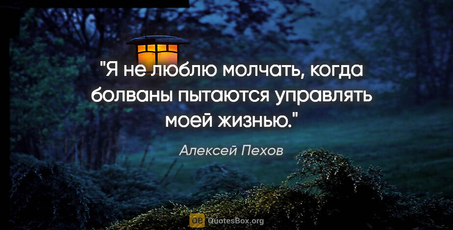 Алексей Пехов цитата: "Я не люблю молчать, когда болваны пытаются управлять моей жизнью."