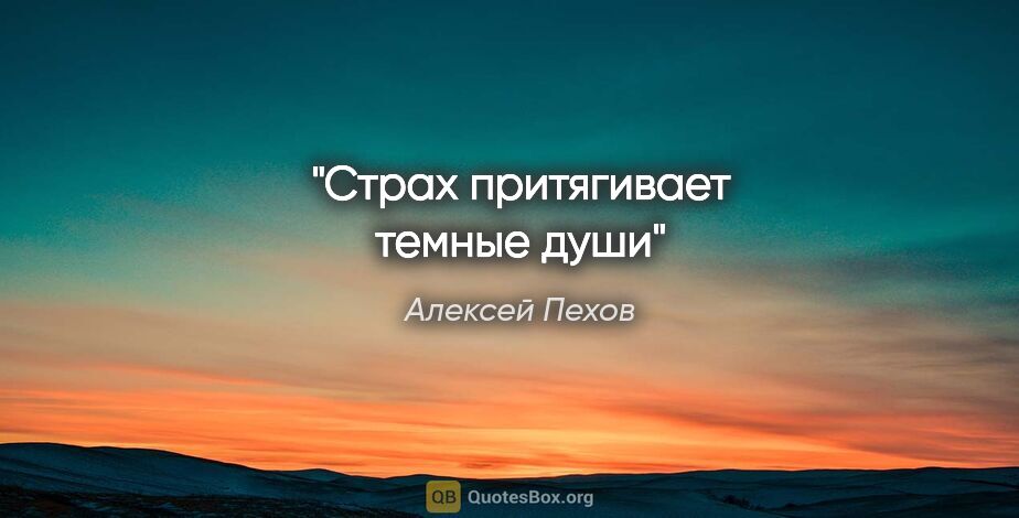 Алексей Пехов цитата: "Страх притягивает темные души"