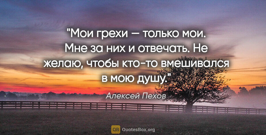 Алексей Пехов цитата: "Мои грехи — только мои. Мне за них и отвечать. Не желаю, чтобы..."