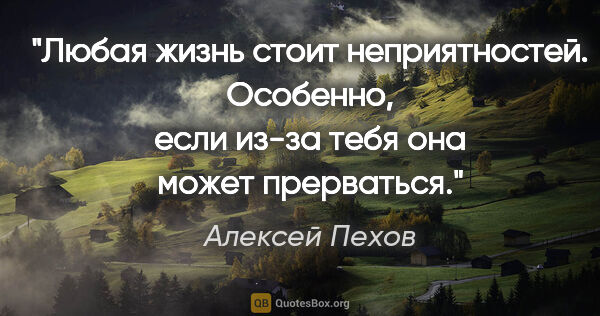 Алексей Пехов цитата: "Любая жизнь стоит неприятностей. Особенно, если из-за тебя она..."
