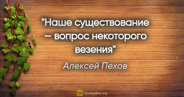 Алексей Пехов цитата: "Наше существование — вопрос некоторого везения"