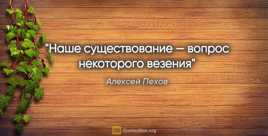 Алексей Пехов цитата: "Наше существование — вопрос некоторого везения"