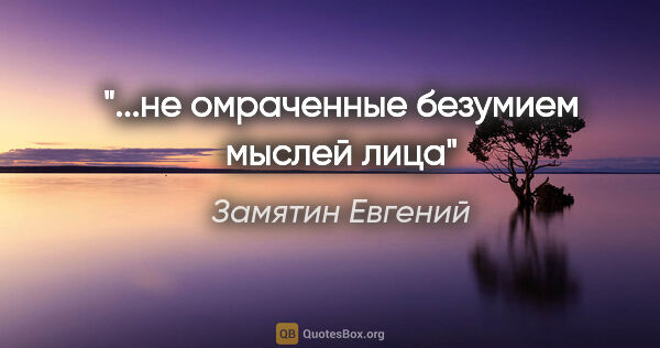Замятин Евгений цитата: "..."не омраченные безумием мыслей лица""