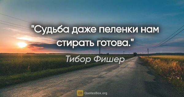 Тибор Фишер цитата: "Судьба даже пеленки нам стирать готова."