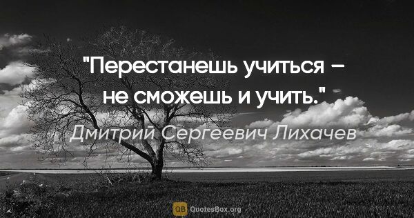 Дмитрий Сергеевич Лихачев цитата: "Перестанешь учиться – не сможешь и учить."