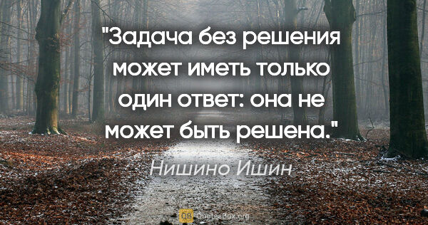 Нишино Ишин цитата: "Задача без решения может иметь только один ответ: она не может..."