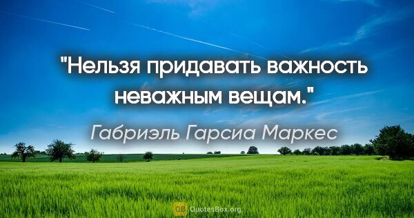 Габриэль Гарсиа Маркес цитата: "Нельзя придавать важность неважным вещам."