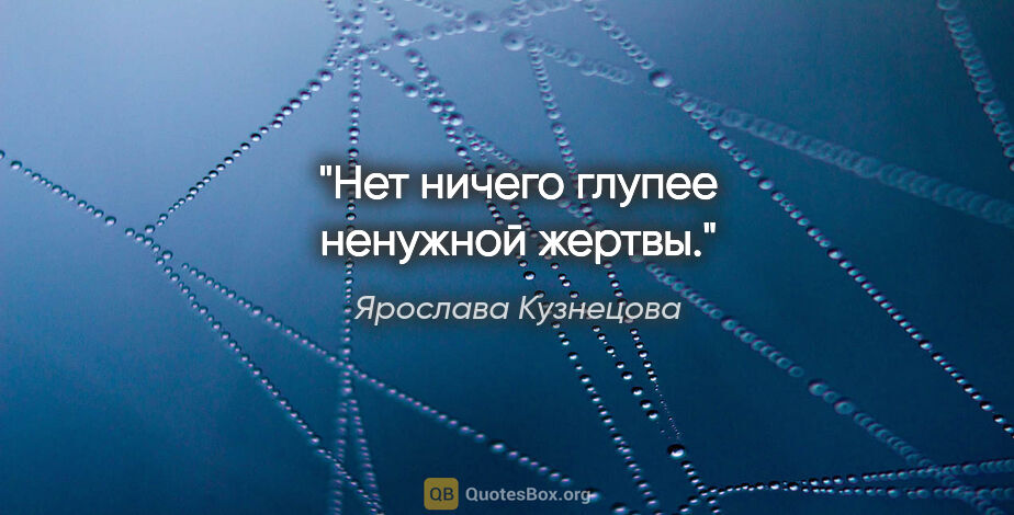 Ярослава Кузнецова цитата: "Нет ничего глупее ненужной жертвы."