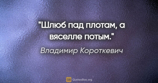 Владимир Короткевич цитата: "Шлюб пад плотам, а вяселле потым."