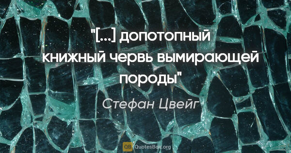 Стефан Цвейг цитата: "[...] допотопный книжный червь вымирающей породы"