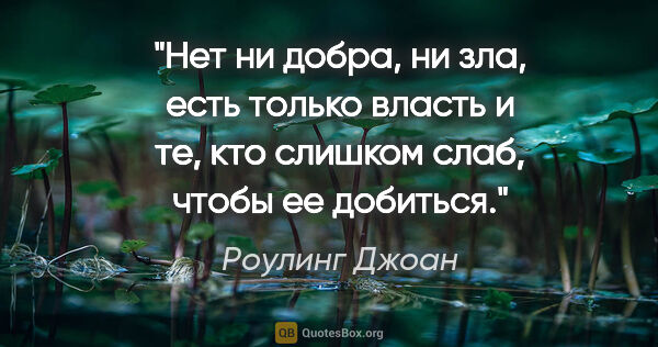 Роулинг Джоан цитата: "Нет ни добра, ни зла, есть только власть и те, кто слишком..."