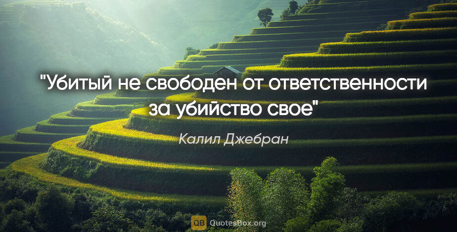 Калил Джебран цитата: "Убитый не свободен от ответственности за убийство свое"