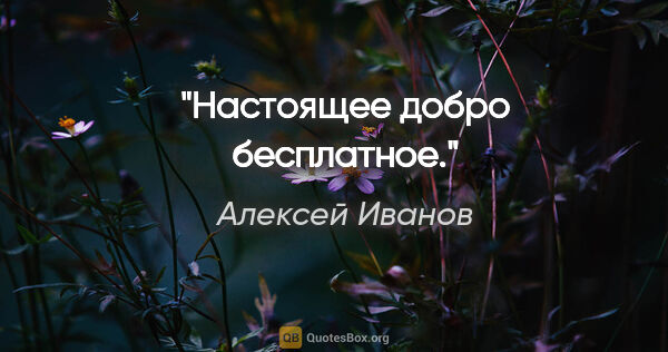Алексей Иванов цитата: "Настоящее добро бесплатное."