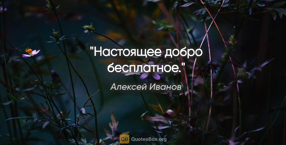 Алексей Иванов цитата: "Настоящее добро бесплатное."