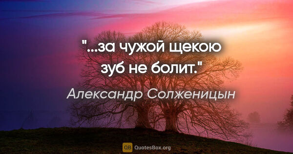 Александр Солженицын цитата: "...за чужой щекою зуб не болит."
