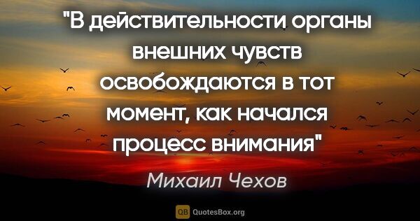 Михаил Чехов цитата: "В действительности органы внешних чувств освобождаются в тот..."