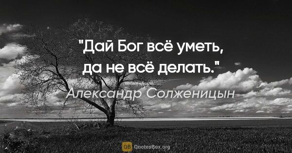 Александр Солженицын цитата: "Дай Бог всё уметь, да не всё делать."